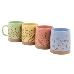 Garcelle 4 Piece 18 oz. Round Stoneware Beverage Mug Set in Assorted Designs and Colors