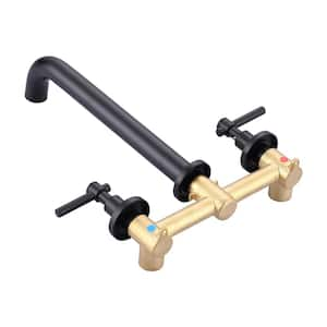 2-Handle Wall Mount Roman Tub Faucet with High Flow Rate and Long Spout in Matte Black