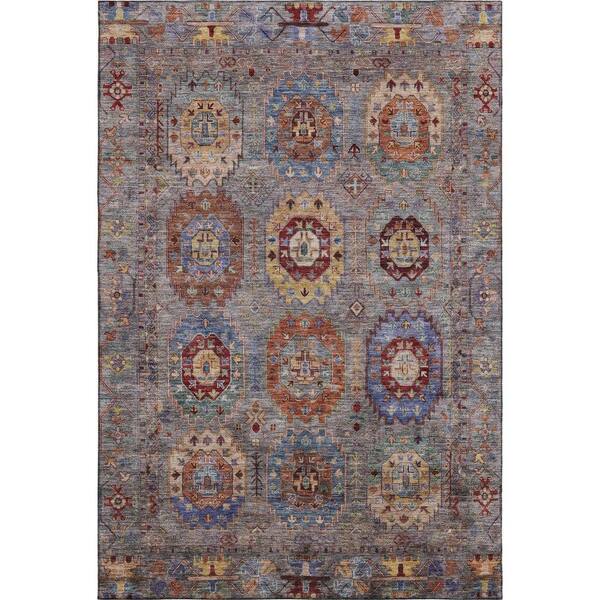 Mayfield Premium Machine Washable Abstract AMF2227 Gray 10 ft. x 14 ft. Area Rug