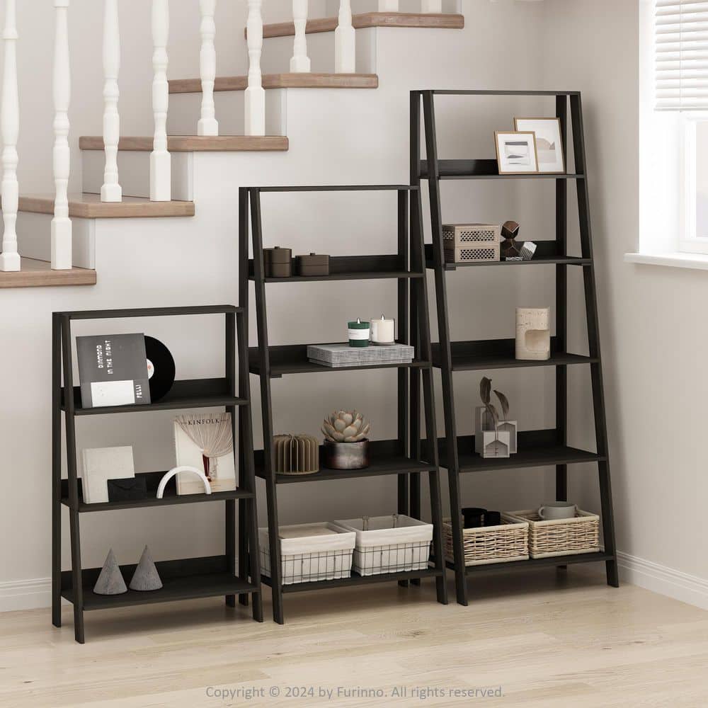 Furinno Ladder 53.54 in. Tall Espresso Wood 5-Shelf Ladder