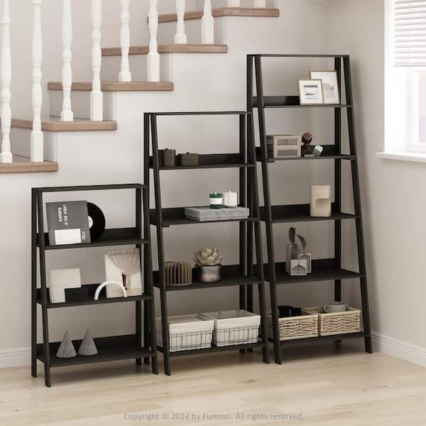 Furinno Ladder 53.54 in. Tall Espresso Wood 5-Shelf Ladder Bookcase