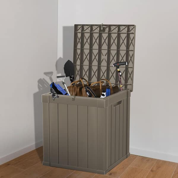 50 Gal. Light Brown Resin Large Storage Deck Box for Outdoor Indoor