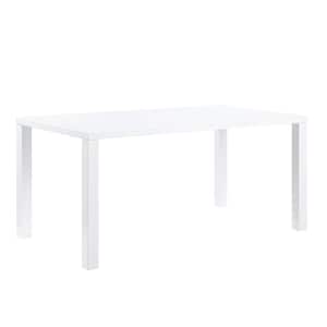 Pagan White High Gloss Finish Wood 35 in. 4 Legs Dining Table Seats 6