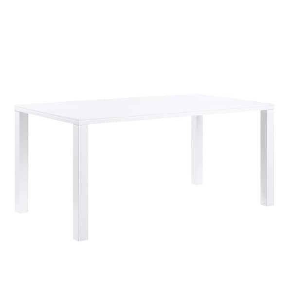 Acme Furniture Pagan White High Gloss Finish Wood 35 in. 4 Legs Dining Table Seats 6