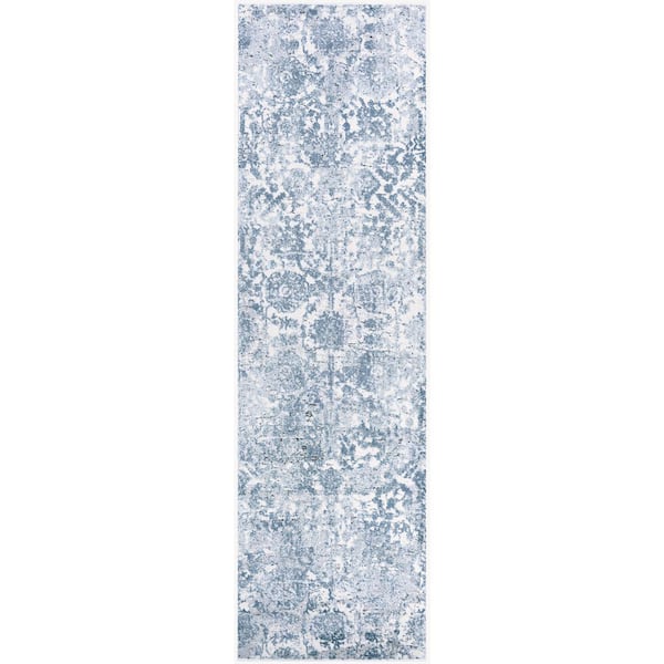 Couristan Calinda Marlowe Steel Blue-Ivory 2 ft. 3 in. x 7 ft. 6 in. Runner Rug