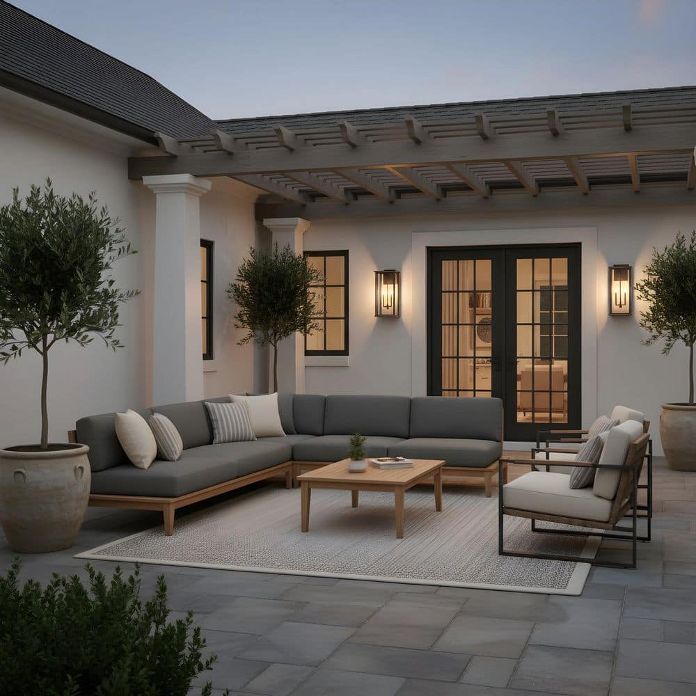 Audley 20 in. Antique Bronze with Clear Glass Panels Outdoor Hardwired Lantern Sconce with No Bulbs Included price history on PriceWatchPro