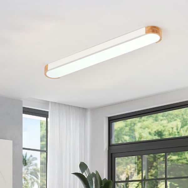 aiwen 37.4 in. 46-Watt Modern White Integrated LED Flush Mount