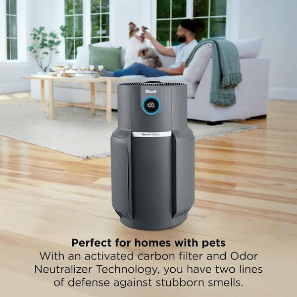 Shark NeverChange 1400 sq. ft. HEPA Filter Tower Air Purifier and Cleaner  in White w/ Odor Neutralization and Clean Sense Tech HP302