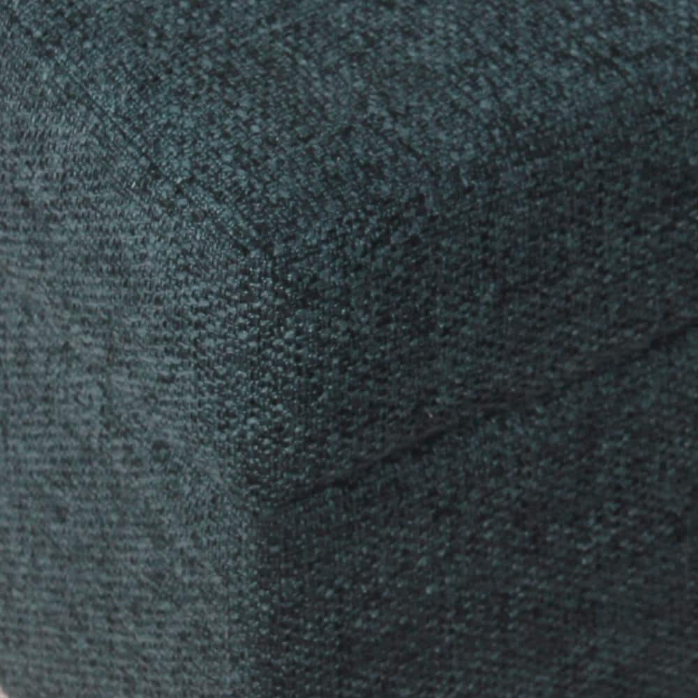 Navy Textured Fabric Square Storage Ottoman with Walnut Legs