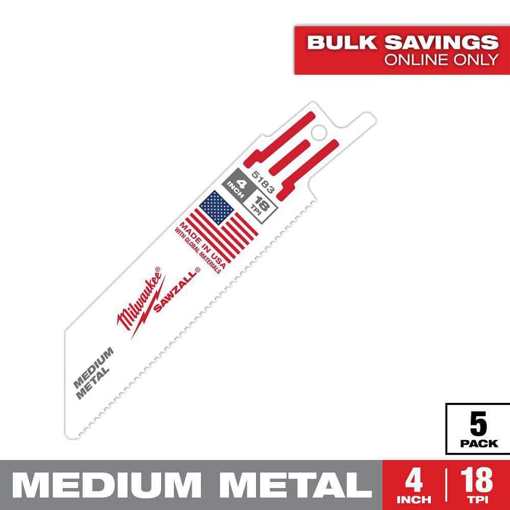 Milwaukee 4 in. 18 TPI Medium Metal Cutting SAWZALL Reciprocating