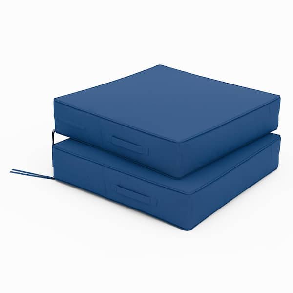 Kimunuk 19 in. x 19 in. x 4 in. (2-Pack) Square Outdoor Patio Seating Repacement Lounge Chair Dining Seat Cushion Blue