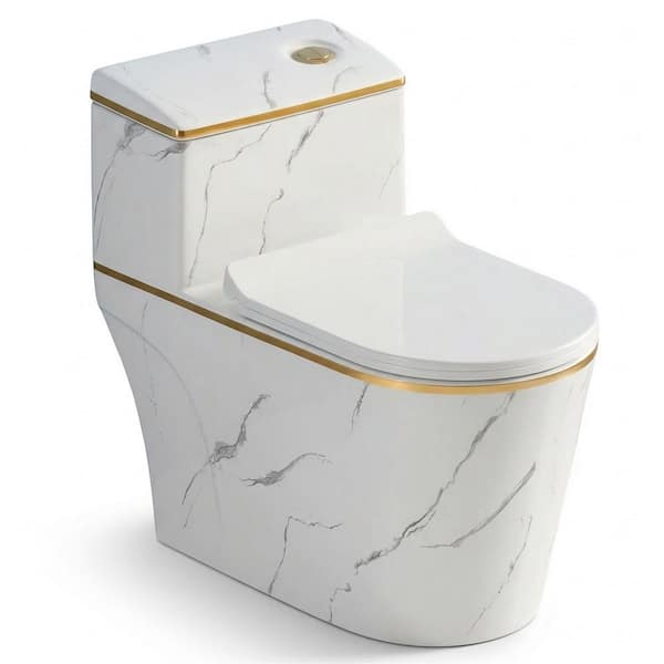 12 inch Rough In 1-Piece 1.6 gal. GPF Elongated Comfort Height Toilet in White Seat Included