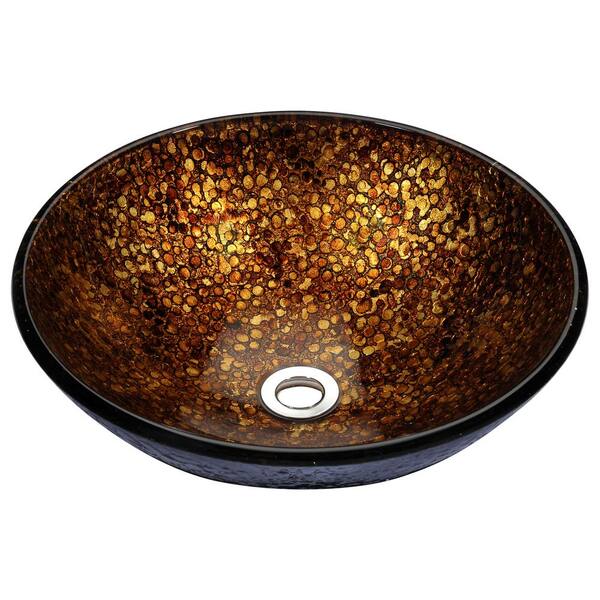 ANZZI Stellar Series Deco-Glass Vessel Sink in Idol Gold