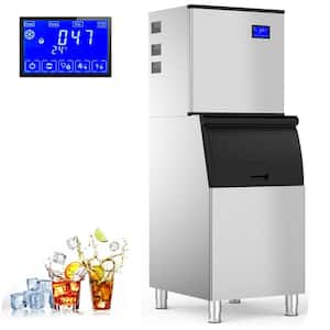 33 in. 480 lbs./24H Half Size Cube Freestanding Commercial Ice Maker with 300 lbs. Large Storage Bin in Stainless Steel