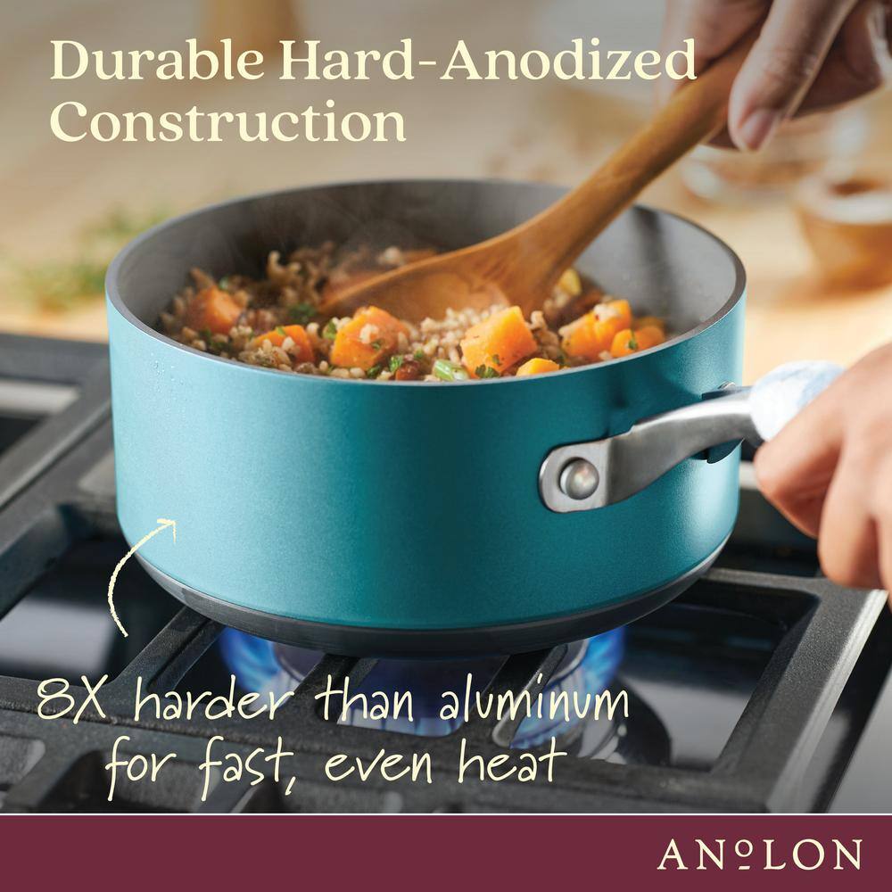 Teal Aluminum Nonstick 2-Quart Saucier with Glass Lid