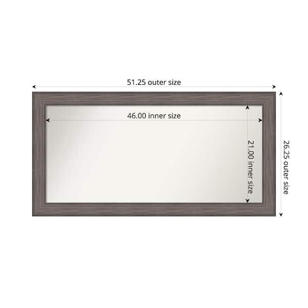 Amanti Art Country Barnwood 51.25 in. W. x 26.25 in. Custom Non-Beveled Wood Framed Bathroom Vanity Wall Mirror