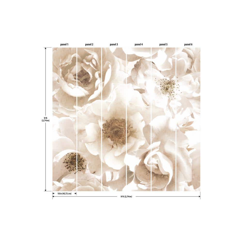 Creamy Floral Peel and Stick White Wallpaper Mural