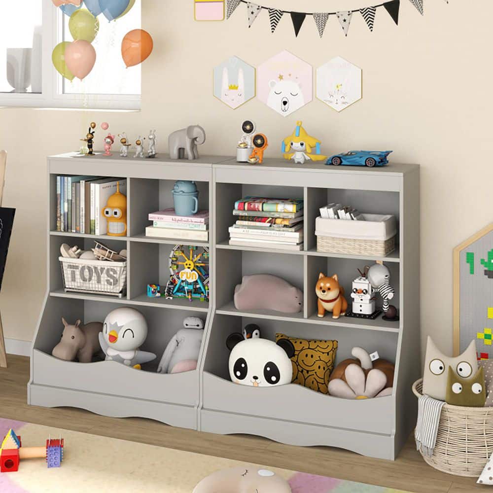 3-Tier White Children's Multi-Functional Durable Bookcase Toy Storage Bin Floor Cabinet - thumbnail 2