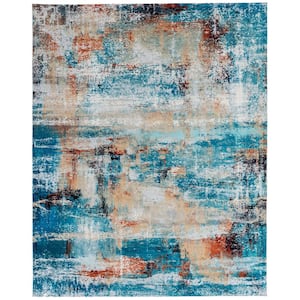 Turquoise/Spice 7 ft. 9 in. x 9 ft. 9 in. Area Rug
