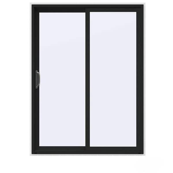 60 in. x 80 in. V-4500 Contemporary Bronze FiniShield Vinyl Left-Hand Full Lite Sliding Patio Door w/White Interior