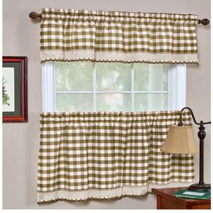 Buffalo Check 14 in. L Polyester/Cotton Window Curtain Valance in Taupe