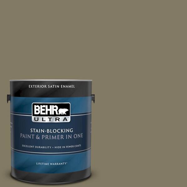 BEHR ULTRA 1 gal. #UL190-2 Deserted Island Satin Enamel Exterior Paint and Primer in One