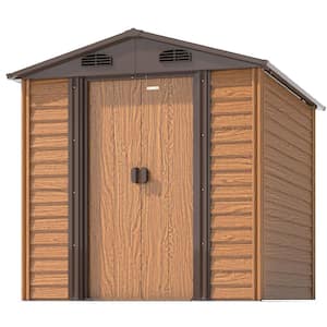 6 ft. W x 4 ft. D Wood Look Outdoor Storage Metal Shed with Sloping Roof and Lockable Sliding Door (19.5 sq. ft.)
