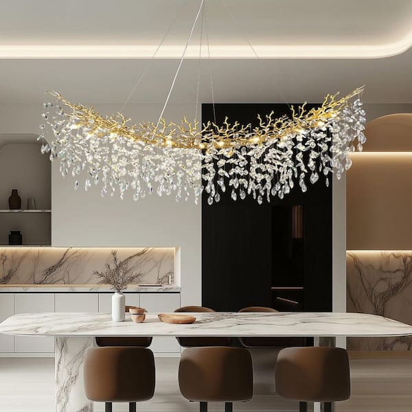 PUYRNF 72 in. 20-Light Dimmable Tree Branches Crystal Linear