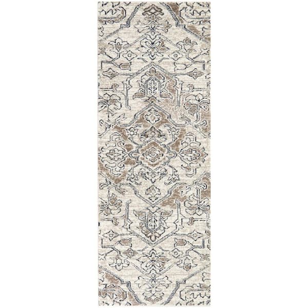 StyleWell Rosehill Cream 2 ft. x 7 ft. Traditional Runner Rug