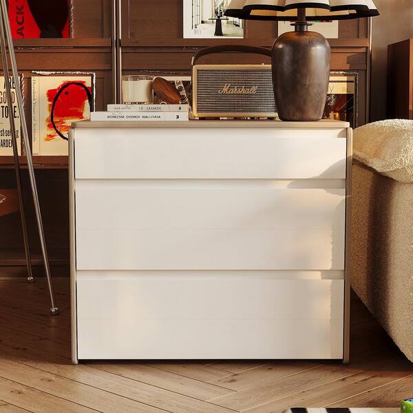 FUFU&GAGA 3-Drawer Chest White 3-Drawer Accent Chest