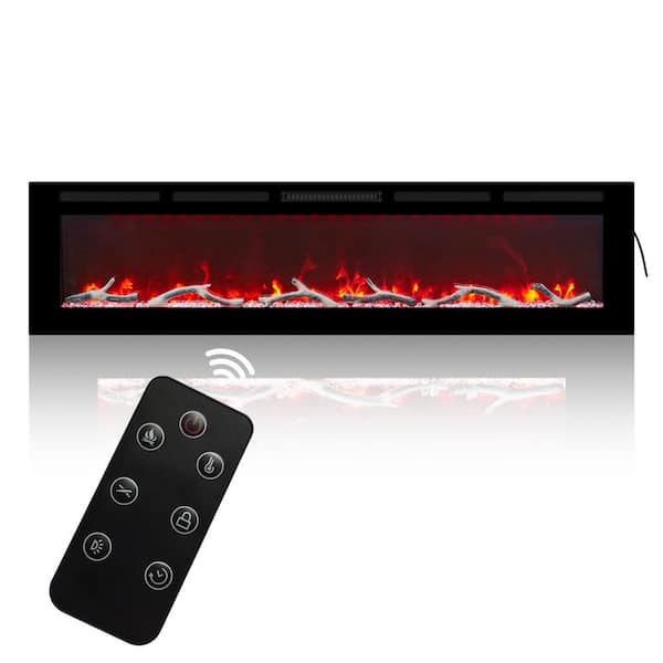 Mondawe 4780BTU 72 in. Wall-Mounted/Recessed Electric Fireplace Insert with Double Overheat Protection, Child Lock, Low Noise