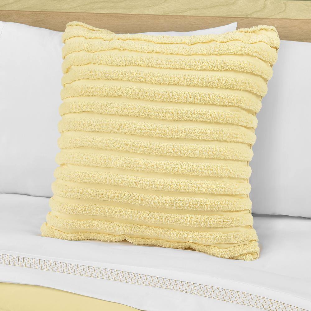 Yellow Tufted Stripe 20" Square Decorative Throw Pillow