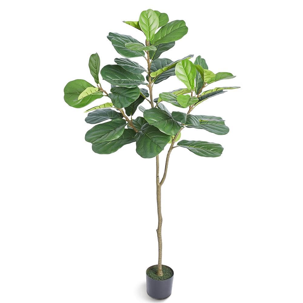 VEVOR 6 ft. Artificial Fiddle Leaf Fig Tree Secure PE Material and Anti ...