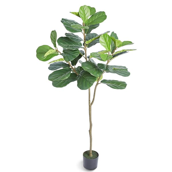 VEVOR 6 ft. Artificial Fiddle Leaf Fig Tree Secure PE Material and Anti-Tip Tilt Protection Low-Maintenance Faux Plant