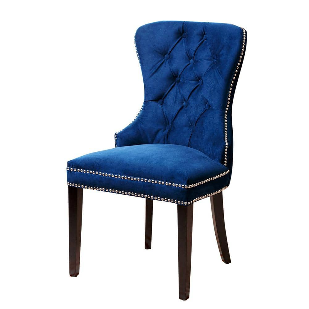 euphoria tufted blue velvet dining chair