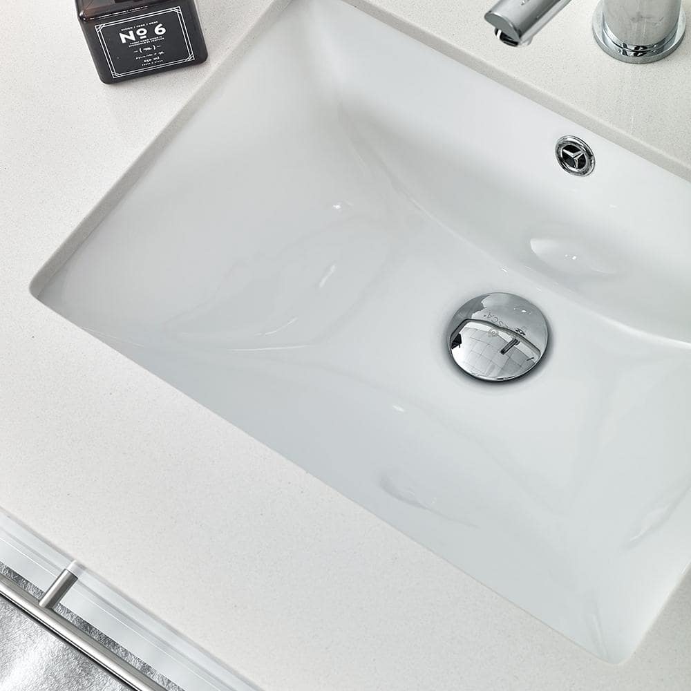 72" White Modern Wall-Mount Double Vanity with Quartz Top