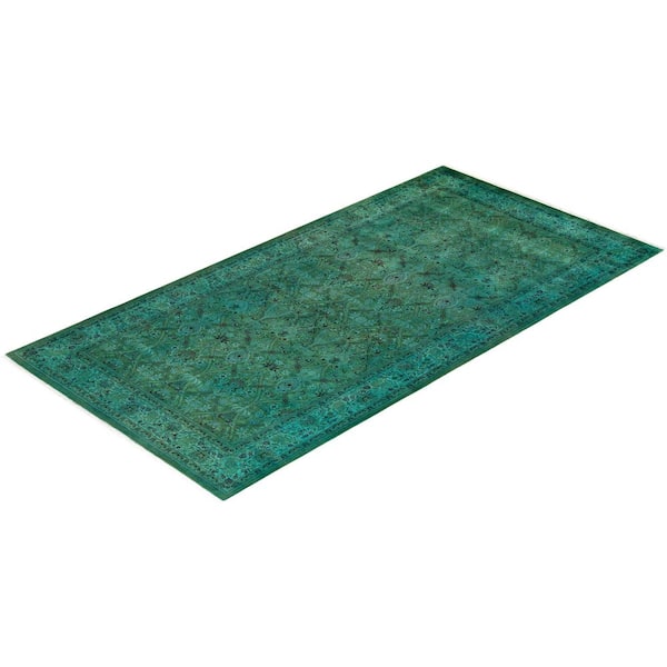 Overdyed Green 9 ft. x 12 ft. Solid Wool Indoor Area Rug