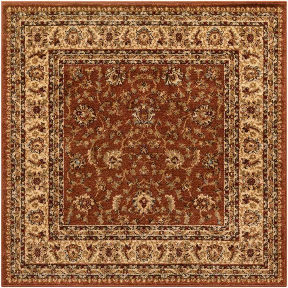 Aditi Brick Red Square Synthetic Easy-Care Rug - 4' x 4'