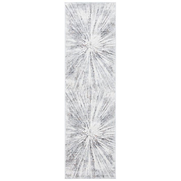 Amelia 2 ft. x 12 Gray/Gold Abstract Runner Rug