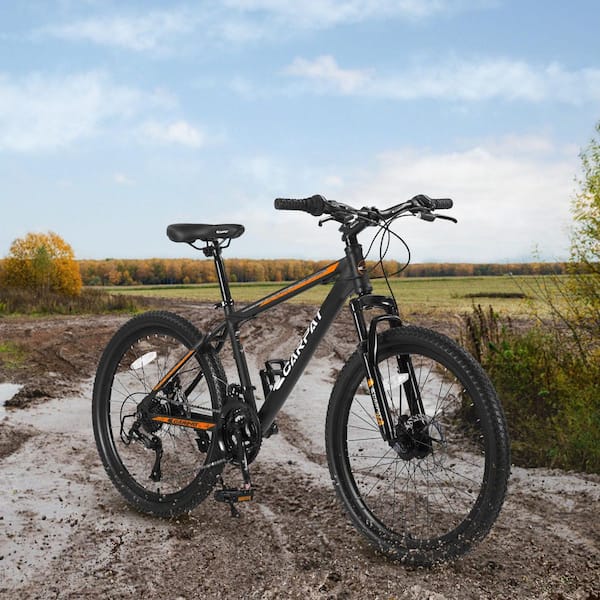 Huluwat 26 in. Shimano 21 Speeds Mountain Bike with Mechanical Disc Brakes, High-Carbon Steel Frame, Suspension MTB