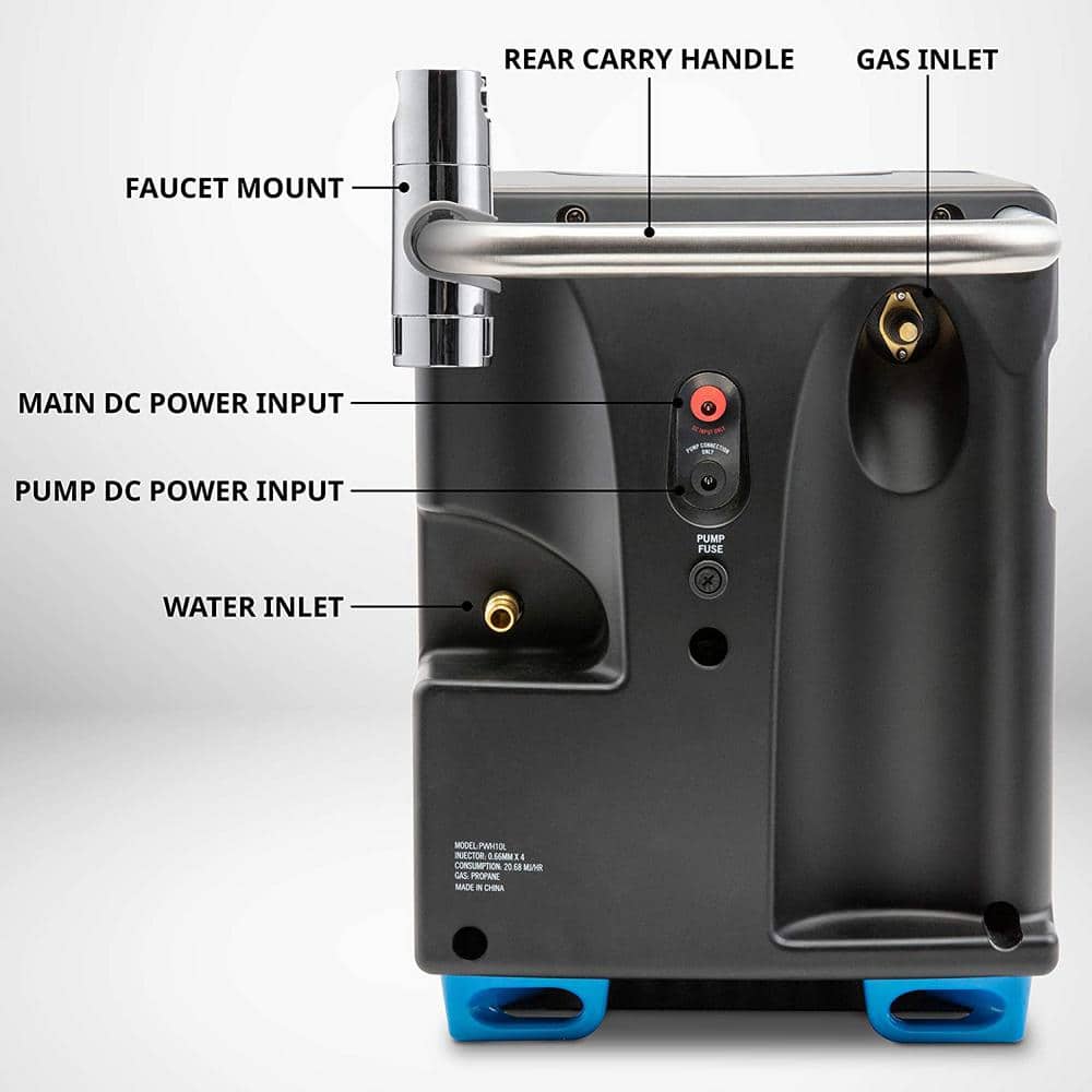 Compact Black and Silver Portable Propane Water Heater