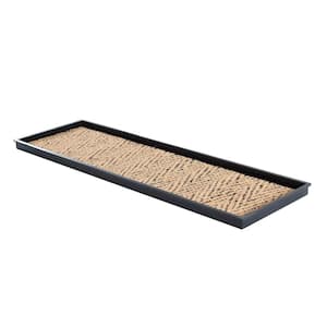 46.5 in. x 14 in. x 1.5 in. Natural and Recycled Rubber Boot Tray with Tan and Black Coir Insert