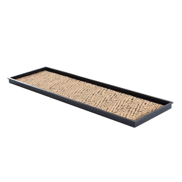 Anji Mountain 46.5 in. x 14 in. x 1.5 in. Natural and Recycled Rubber Boot Tray with Tan and Black Coir Insert