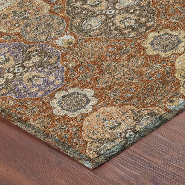 Chantille Machine Washable Indoor/Outdoor Abstract ACN2484 Paprika 5 ft. x 7 ft. 6 in. Area Rug