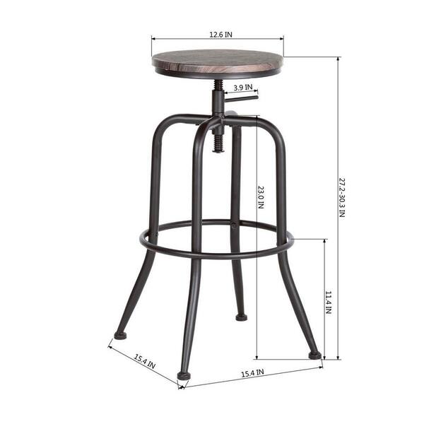 GOJANE 30.31 in. Black Backless Metal Counter Height Bar Stools