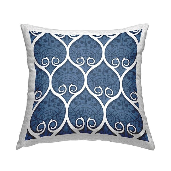 Stupell Industries Deep Blue Ogee Pattern Blue Square Outdoor Throw Pillow