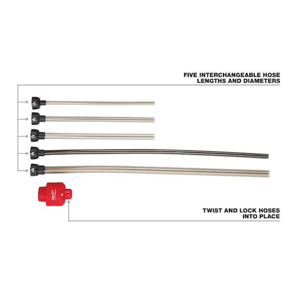 Milwaukee - M18 FUEL PACKOUT Cordless 2.5 Gal Wet/Dry Vacuum w/AIR-TIP 1-1/4 in. - 2-1/2 in. (7-Piece) Long Reach Flexible Hose Set
