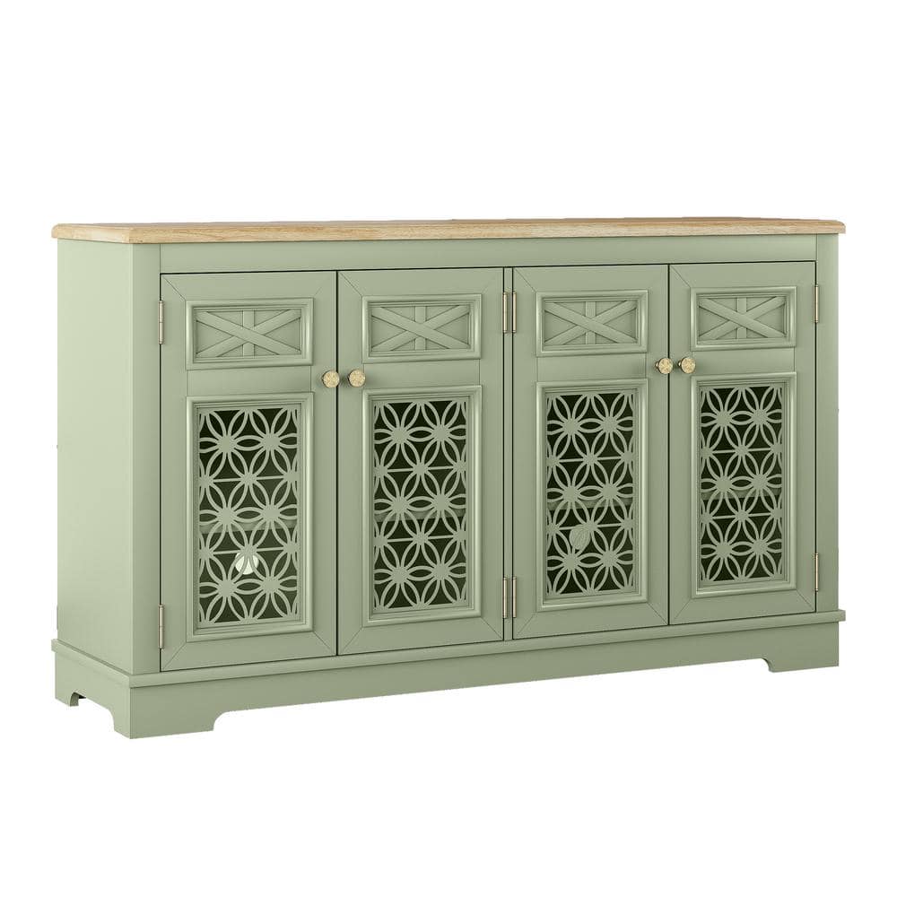 Festivo 57" Green Vintage Wood Buffet Sideboard Cabinet
