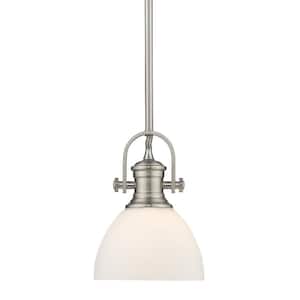 Hines 1-Light Pewter Mini Pendant with Opal Glass