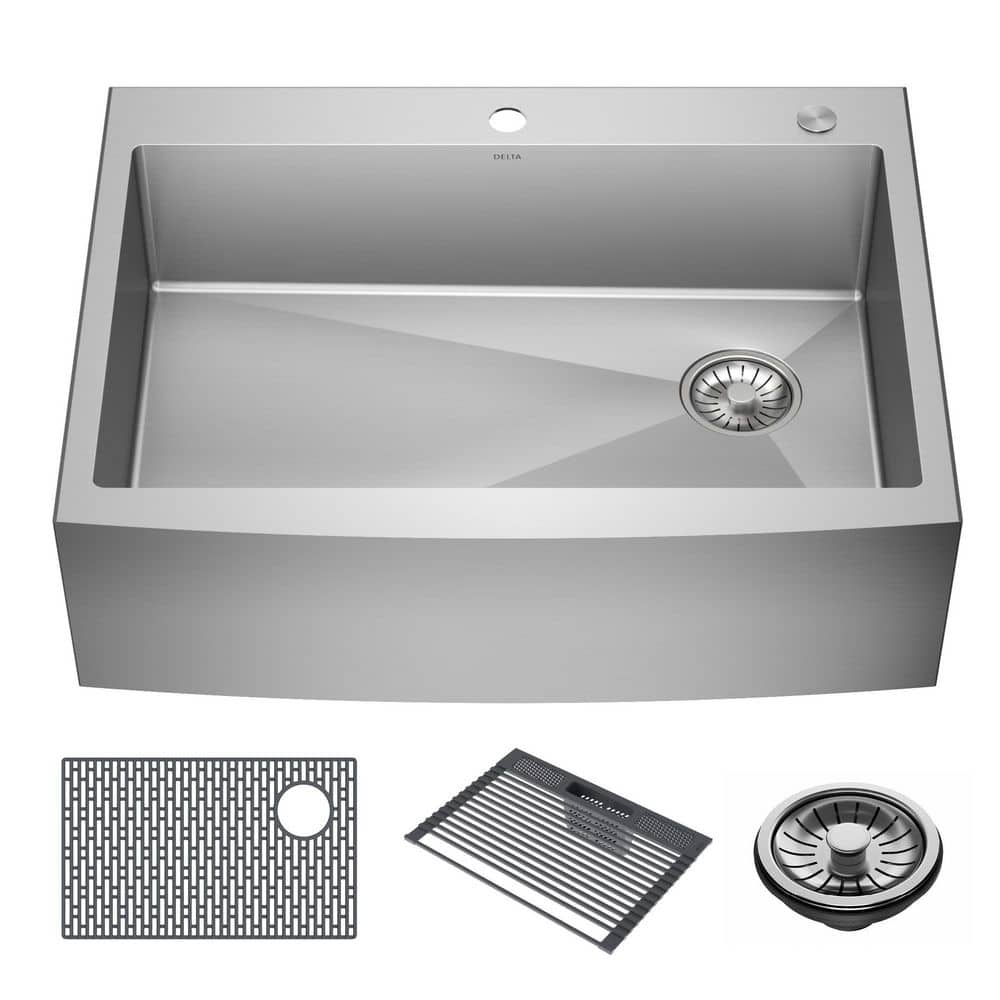 30-Inch Brushed Stainless Steel Farmhouse Drop-In Sink